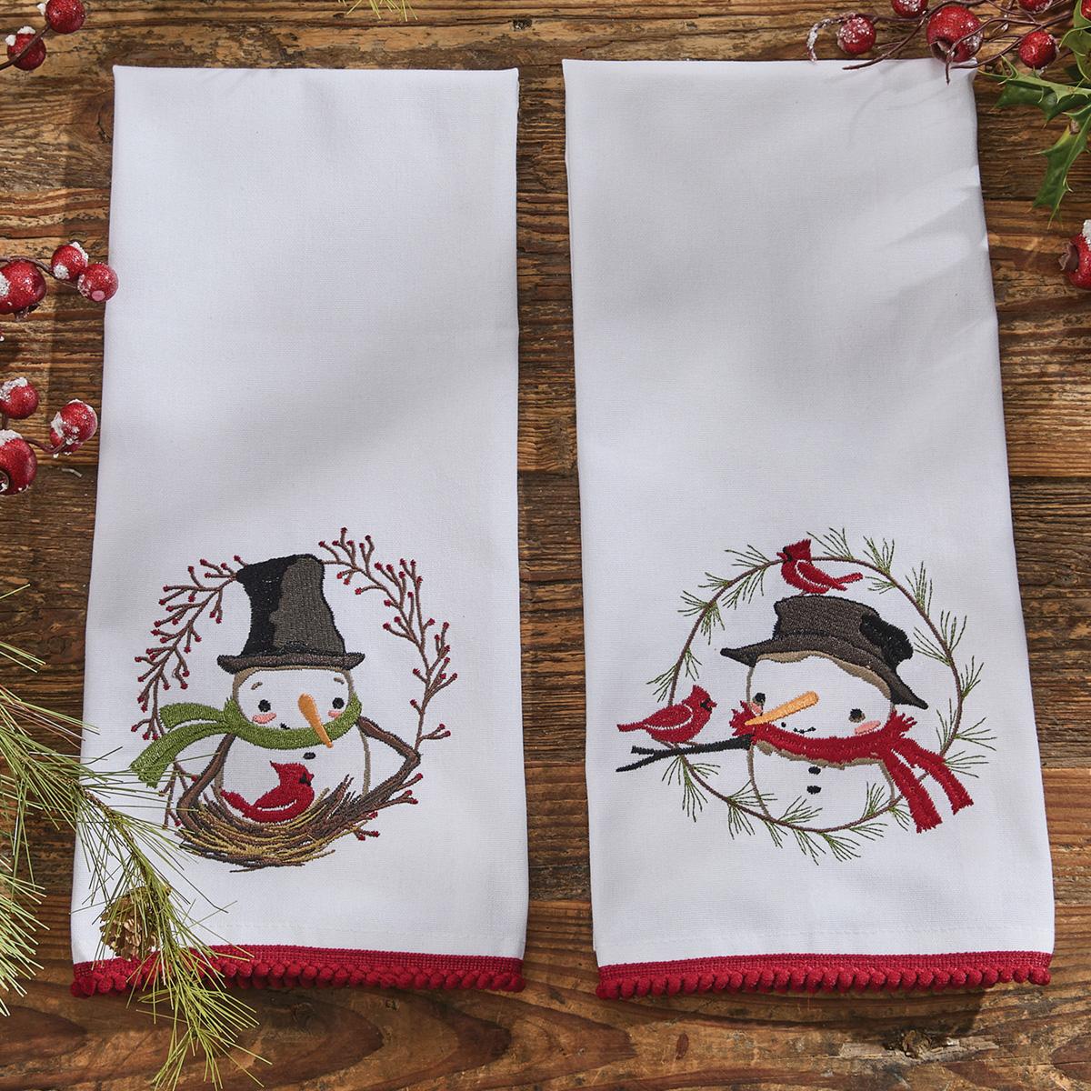 Snowman And Berry Wreath Dishtowel | Park Designs